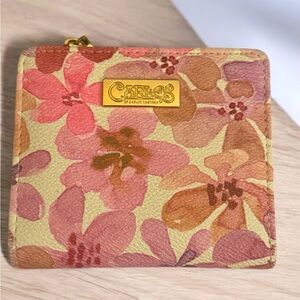 Carlos Santana Small Floral Wallet - Pink and Brown